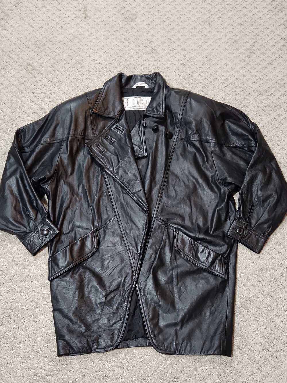 BB Dakota Vintage 80s Oversized Slouchy Black Leather Jacket Coat Medium